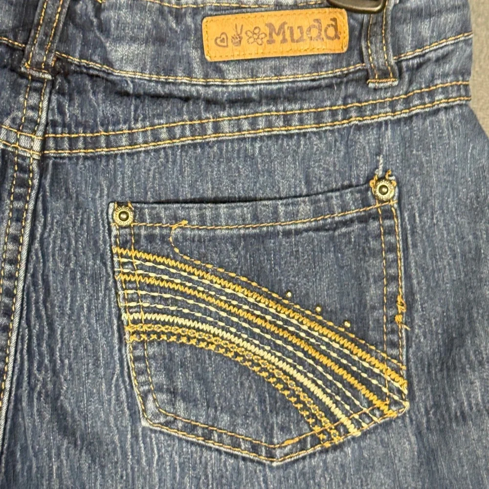 Mudd Jeans Girls 16 Blue 6BM31217 Slim Leg Stretch Denim Embroidered Pockets see